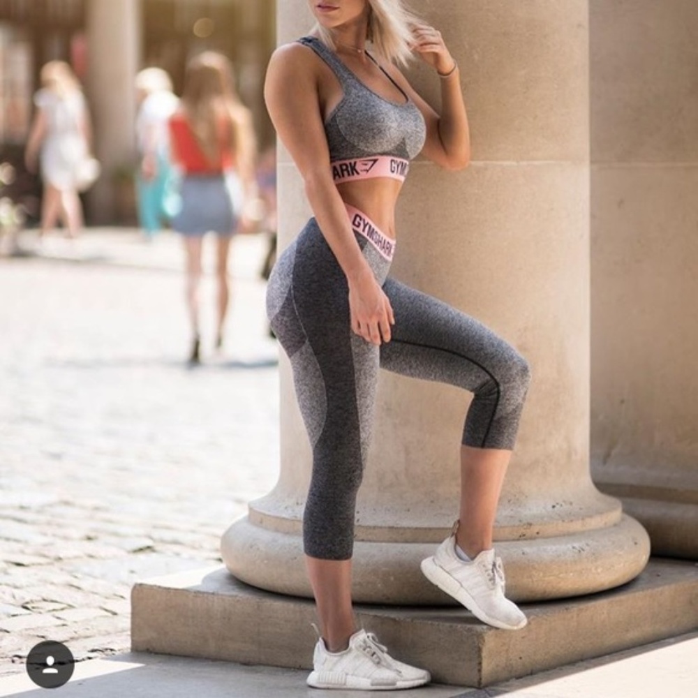 Gymshark Pink/Gray Cropped Flex Leggings